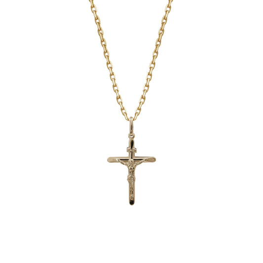 Rounded Crucifix Pendant | 18k Yellow Gold