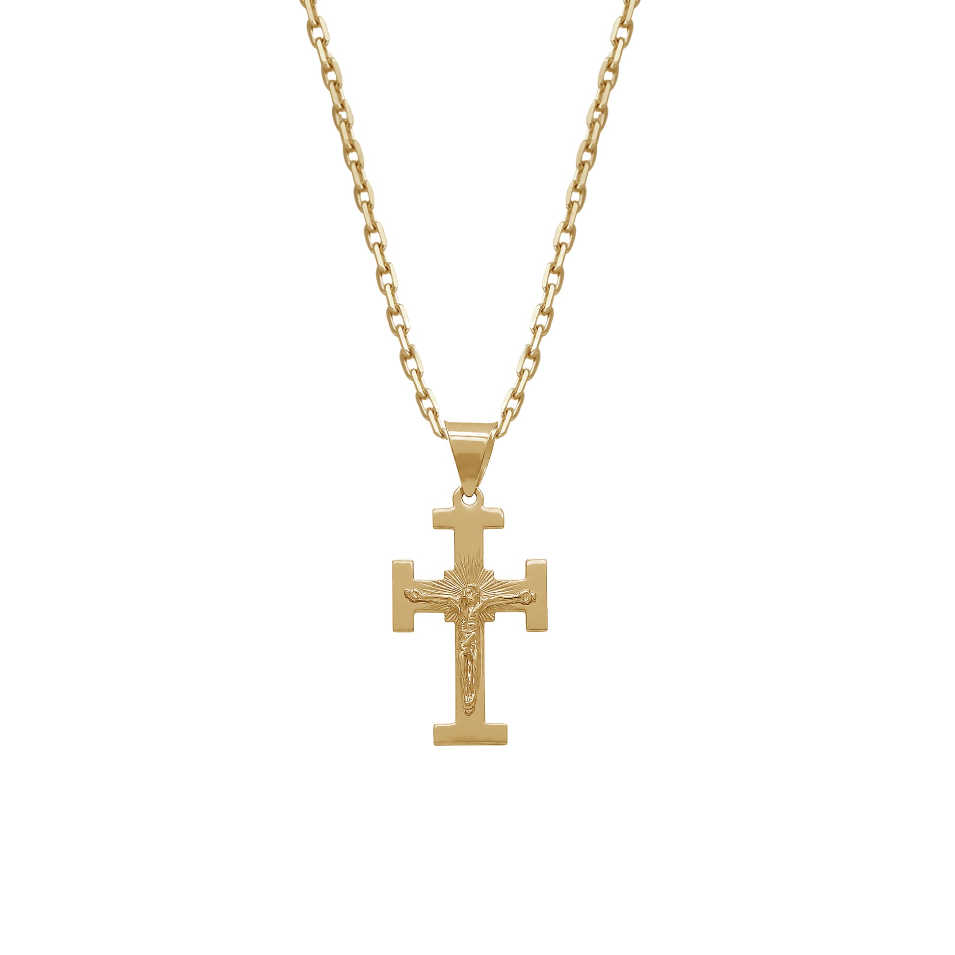 Budded Crucifix Pendant | 18k Yellow Gold