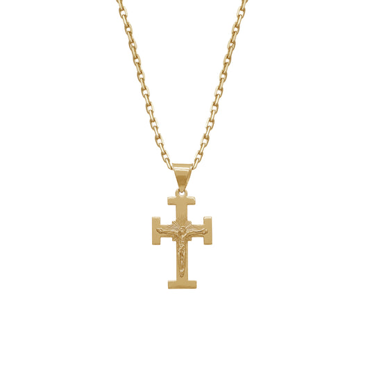 Budded Crucifix Pendant | 18k Yellow Gold