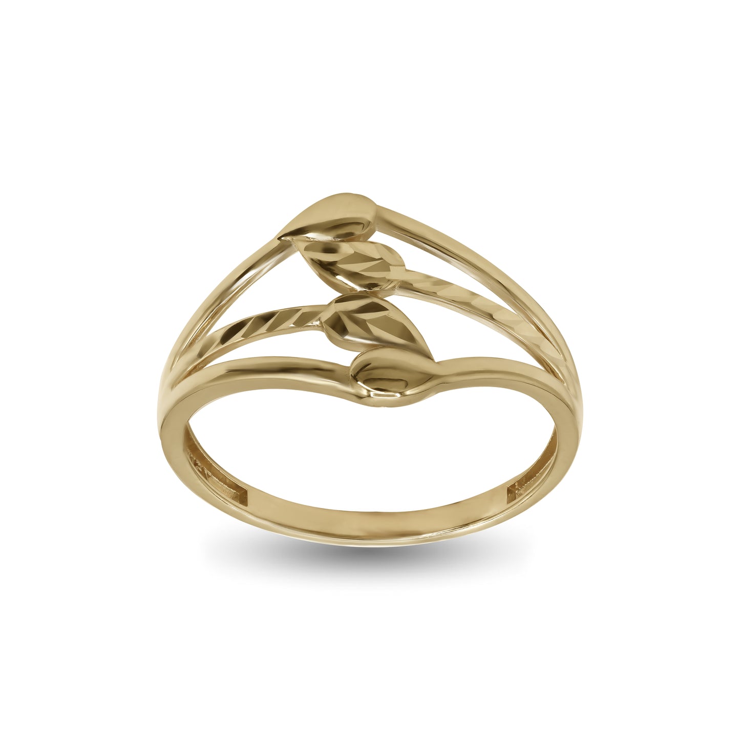 Diamond-Cut Leaf Ring | 18k Yellow Gold