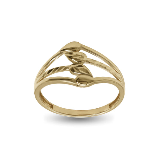 Diamond-Cut Leaf Ring | 18k Yellow Gold