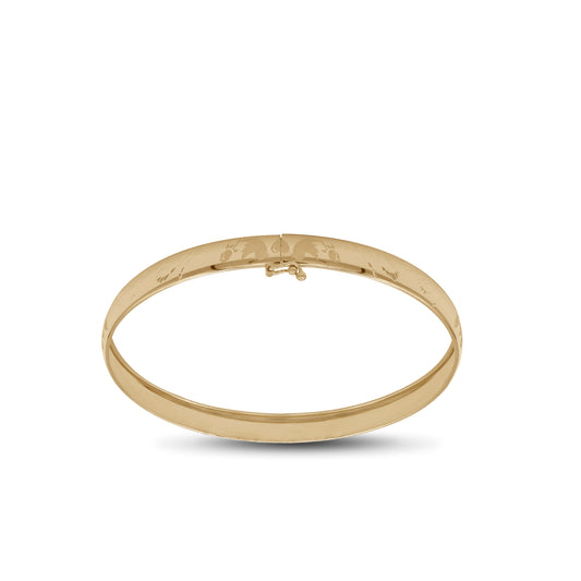 Floral Engraved Bangle – 18k Yellow Gold | Jamal Al Muhra