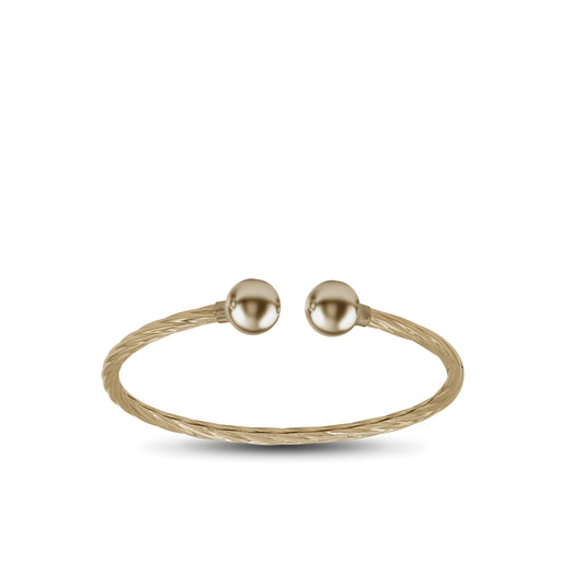 Open Cable Bangle with Ball Ends – 18k Yellow Gold | Jamal Al Muhra