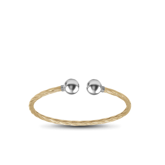 Twisted Cable Open Bangle with Gold Balls – 18k Yellow Gold | Jamal Al Muhra