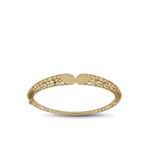 Filigree Oval Center Bangle – 18k Yellow Gold | Jamal Al Muhra