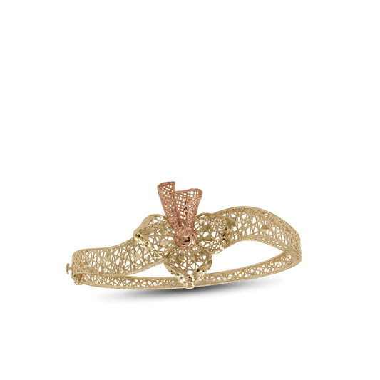 Filigree Heart Bangle – 18k Yellow & Rose Gold | Jamal Al Muhra