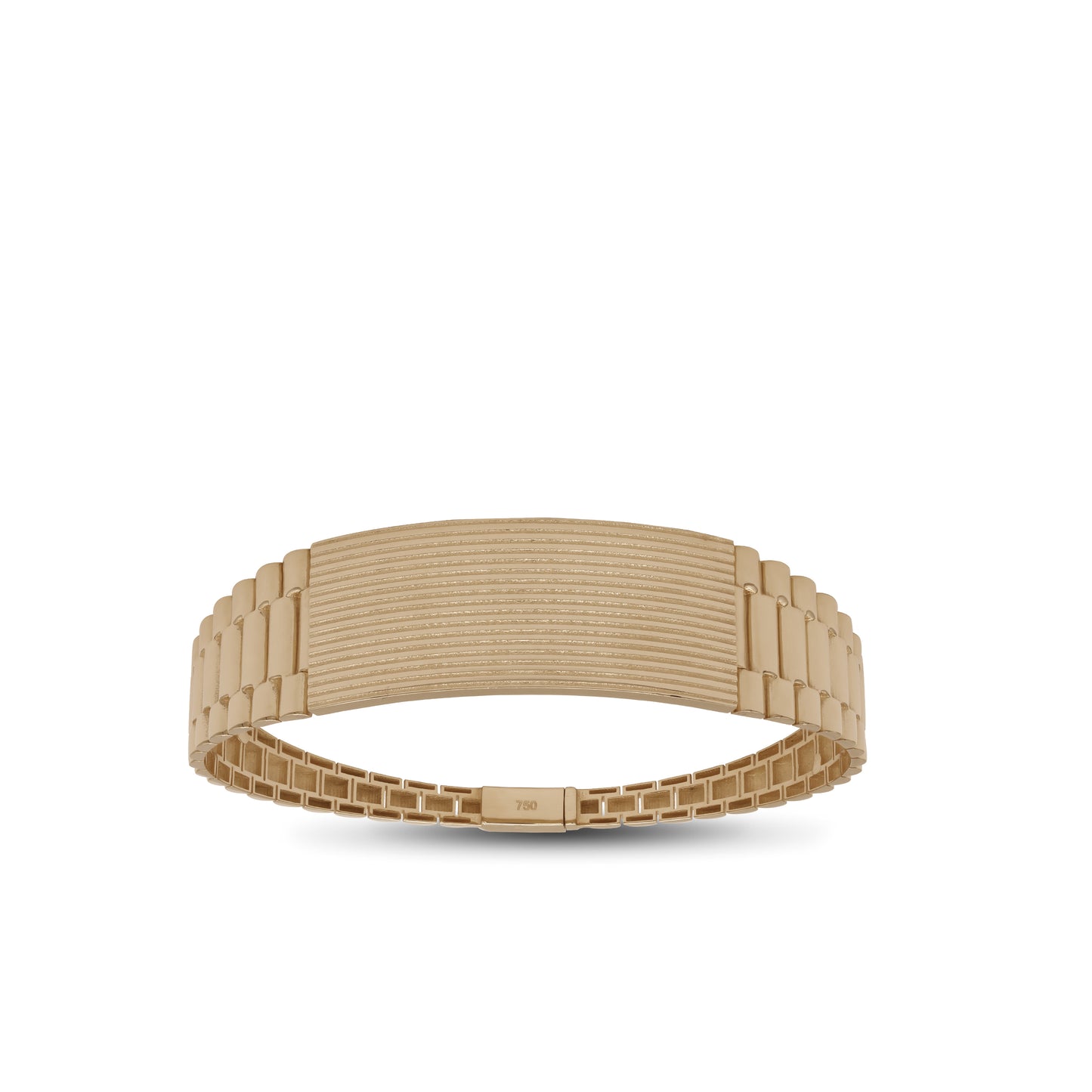 Textured ID Plate Bangle – 18k Yellow Gold | Jamal Al Muhra