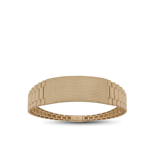Textured ID Plate Bangle – 18k Yellow Gold | Jamal Al Muhra