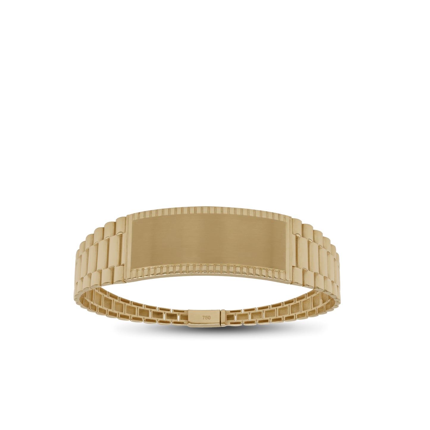 Engraved Edge ID Plate Bangle – 18k Yellow Gold | Jamal Al Muhra
