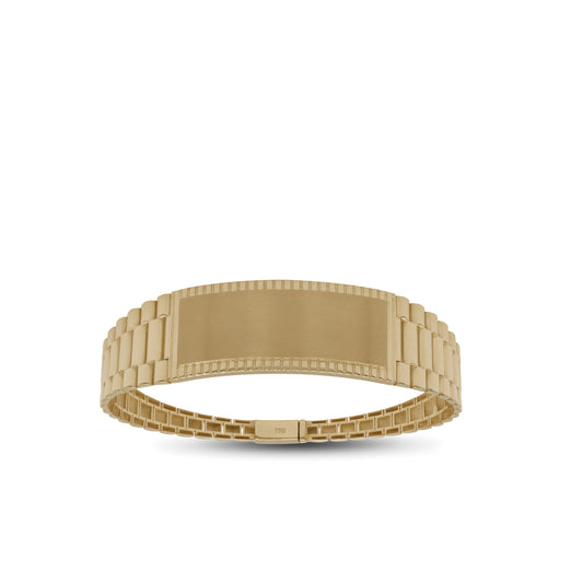Engraved Edge ID Plate Bangle – 18k Yellow Gold | Jamal Al Muhra