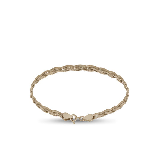 Braided Textured Bangle – 18k Yellow Gold | Jamal Al Muhra