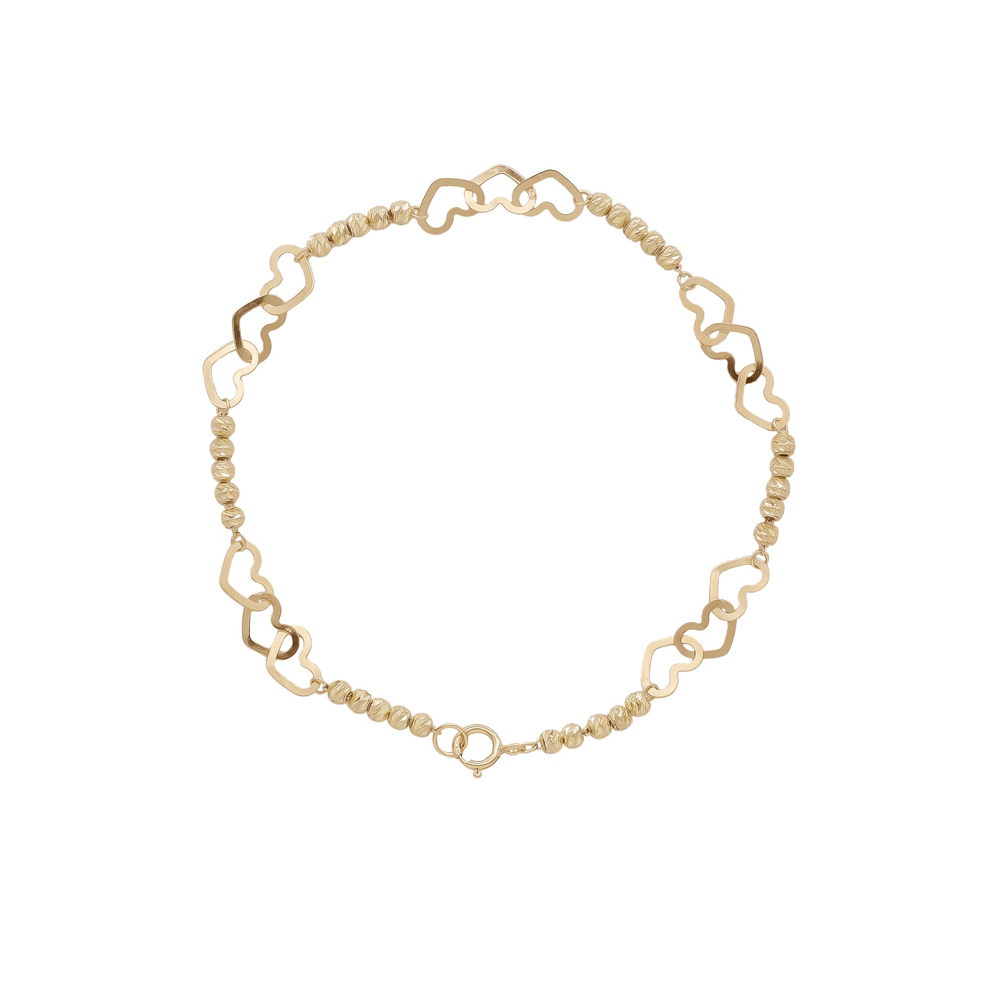 Linked Heart Bead Bracelet – 18k Yellow Gold | Jamal Al Muhra