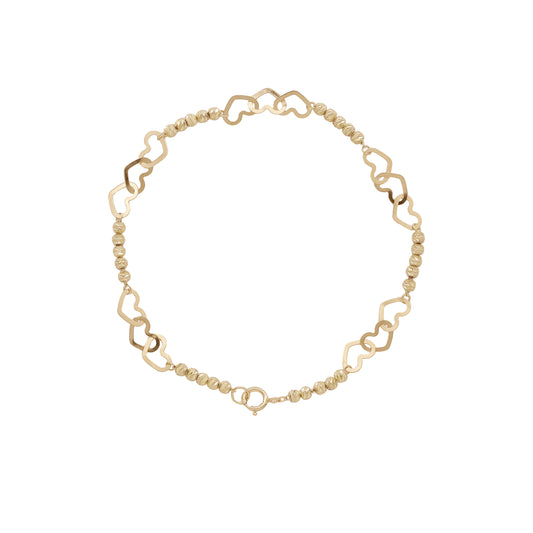 Linked Heart Bead Bracelet – 18k Yellow Gold | Jamal Al Muhra
