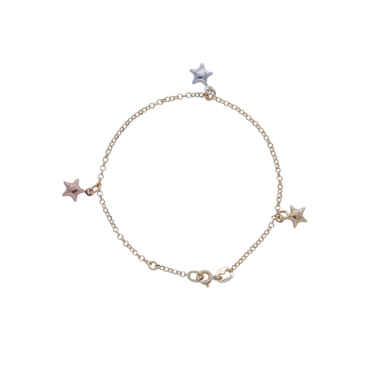 Triple Star Charm Bracelet – 18k Yellow, White & Rose Gold | Jamal Al Muhra