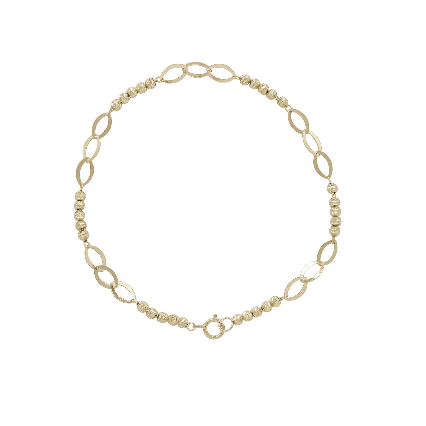 Elegant Oval-Link Bead Bracelet – 18k Yellow Gold | Jamal Al Muhra