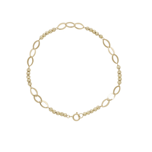 Elegant Oval-Link Bead Bracelet – 18k Yellow Gold | Jamal Al Muhra