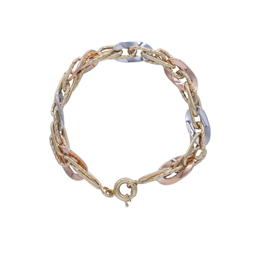 Tri-Color Rope & Oval Link Bracelet 18k Gold | Jamal Al Muhra