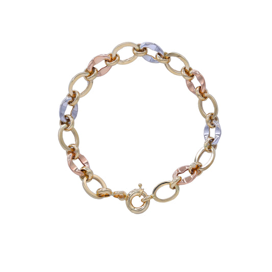 Tri-Color Oval Link Bracelet 18k Gold | Jamal Al Muhra