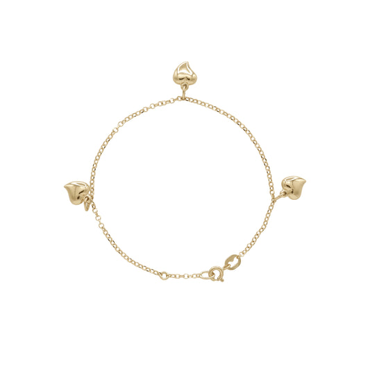 18k Yellow Gold Heart Charm Bracelet | Jamal Al Muhra