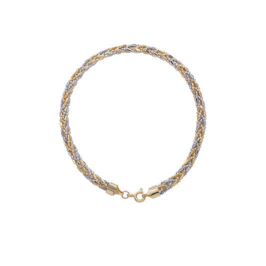 18k Tri-Color Braided Gold Chain Bracelet | Jamal Al Muhra