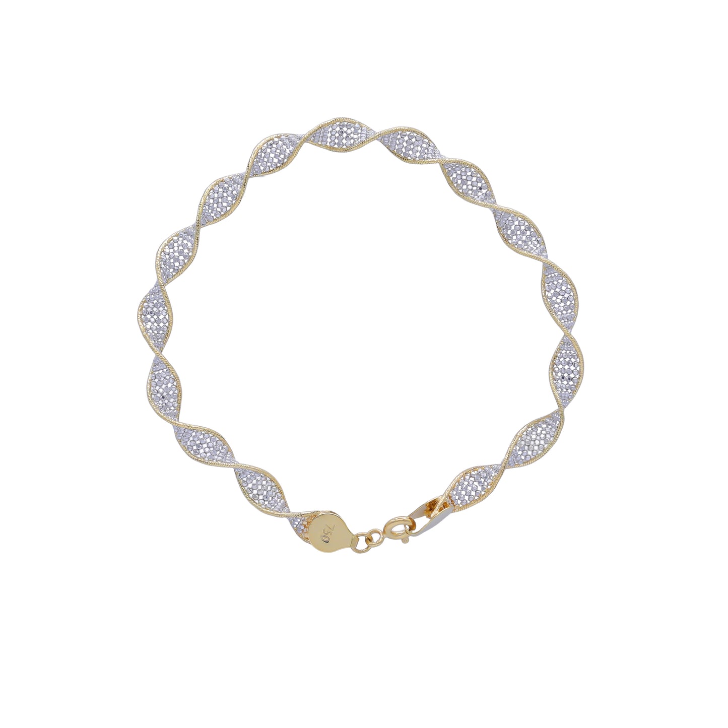 18k Yellow & White Gold Twisted Wave Bracelet | Jamal Al Muhra