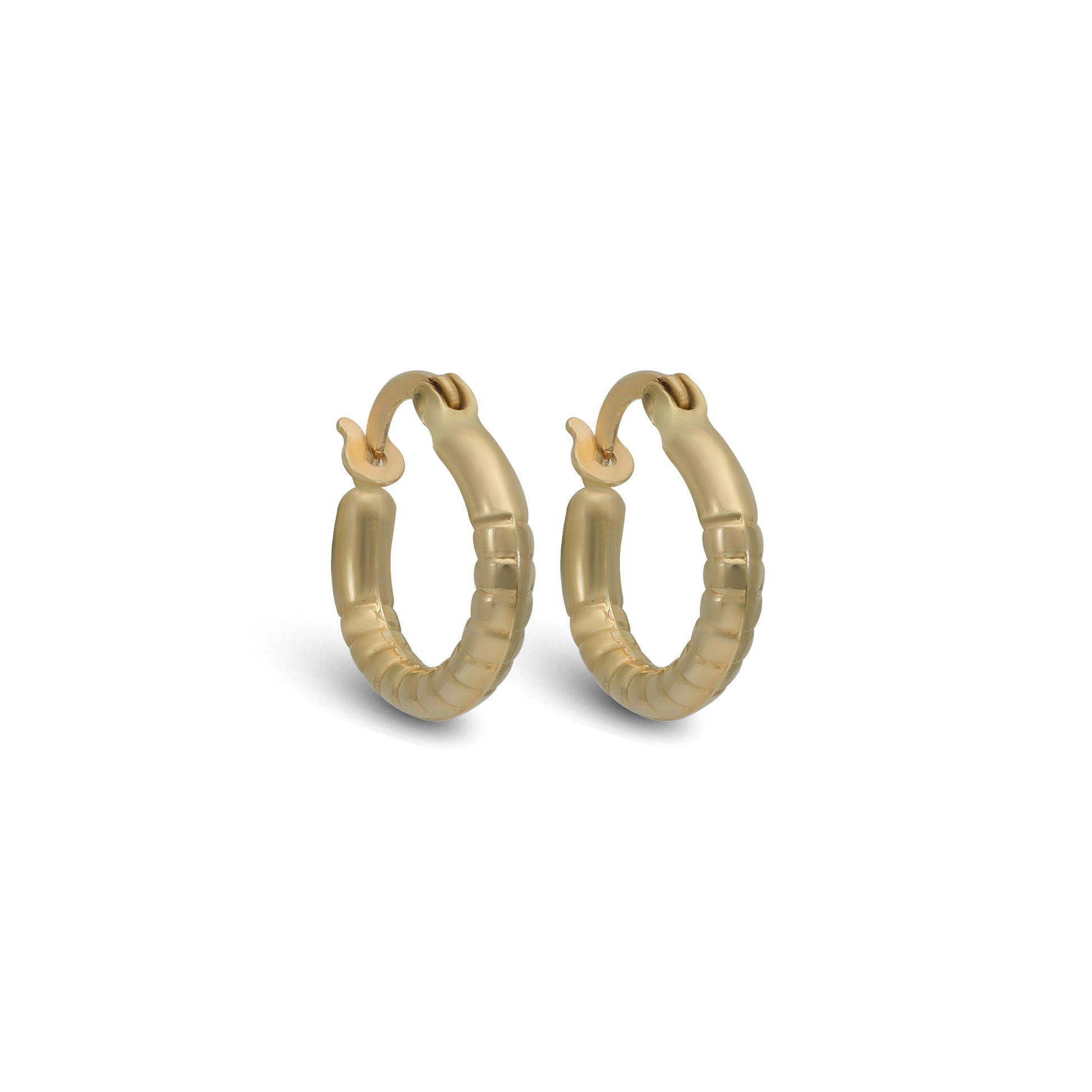 Chunky Rounded Cut Tube Earrings - 18k Yellow Gold from Jamal Al Muhra