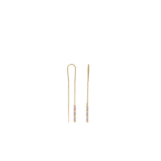 18k Tricolor Threader Earrings | Yellow, White & Rose Gold | Jamal Al Muhra