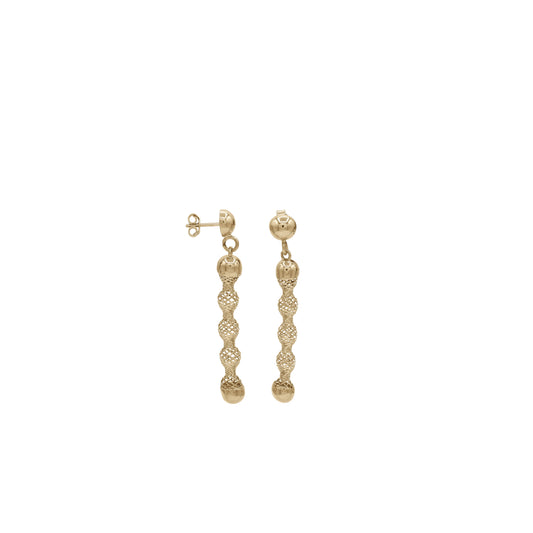 18k Gold Long Beaded Drop Earrings | Elegant Linear Design | Jamal Al Muhra