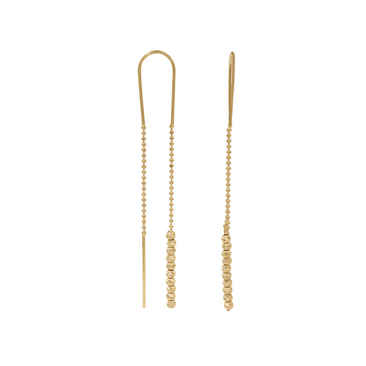 18k Gold Long Slim Earrings | Minimalist Chain-Drop Design | Jamal Al Muhra