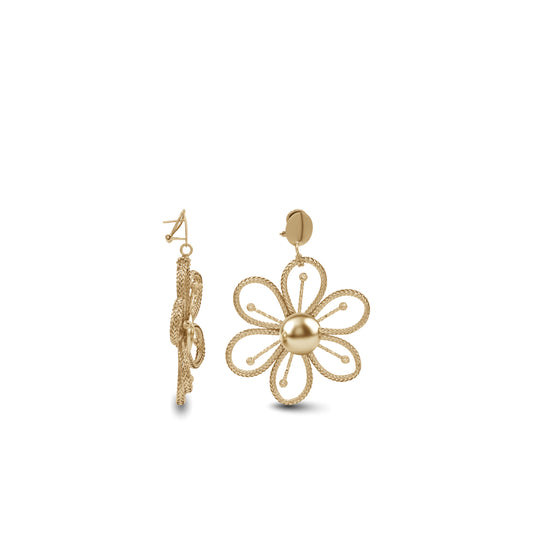18k Yellow Gold Large Floral Statement Earrings | Bold Luxury Flower Design | Jamal Al Muhra