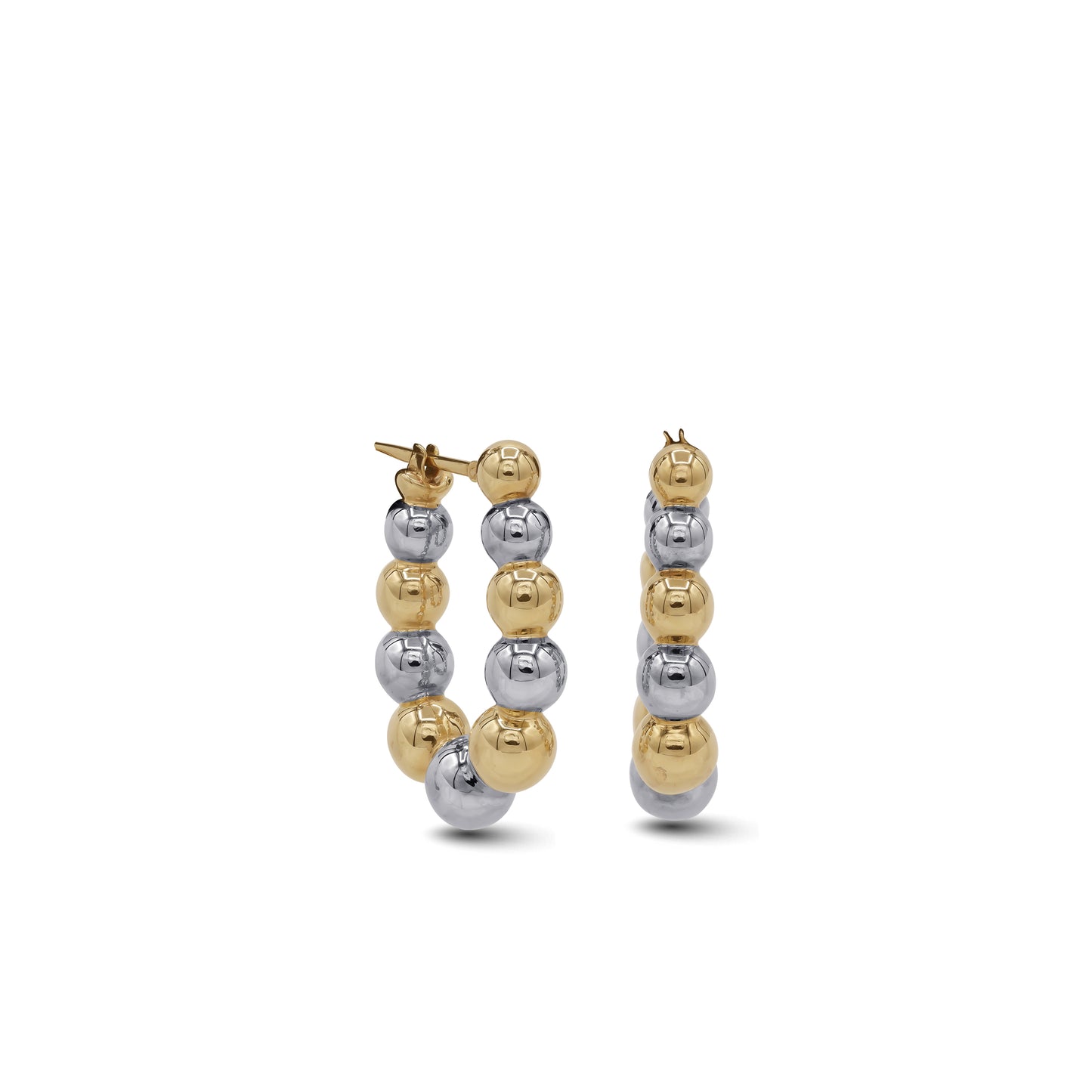 18k Two-Tone Gold Beaded Hoop Earrings | Yellow & White Gold | Jamal Al Muhra