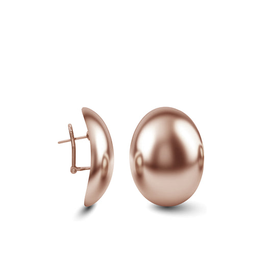 18k Rose Gold Dome Stud Earrings | Bold Polished Half-Sphere Design | Jamal Al Muhra