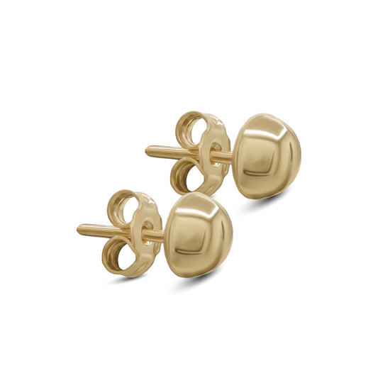 Round Button Stud Earrings | 18k Yellow Gold