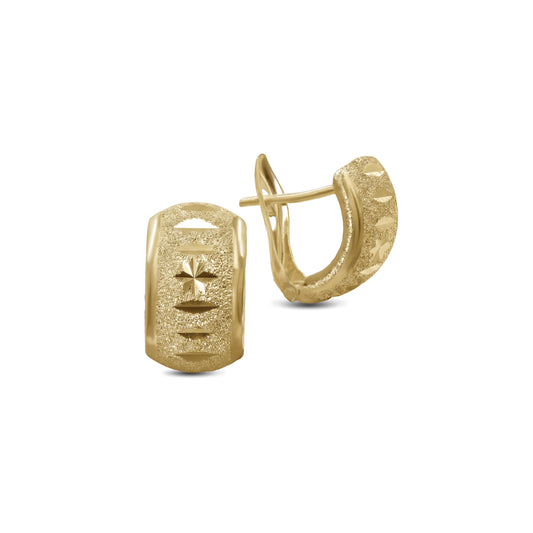 Filled Diamond Cut Demi Hoop Earrings | 18k Yellow Gold