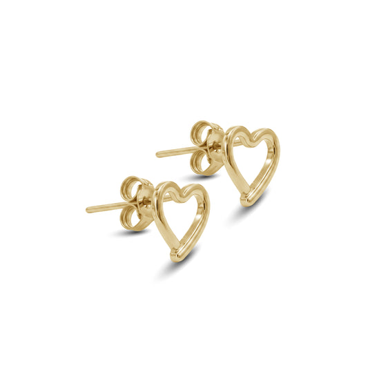 Open Heart Stud Earrings | 18k Yellow Gold