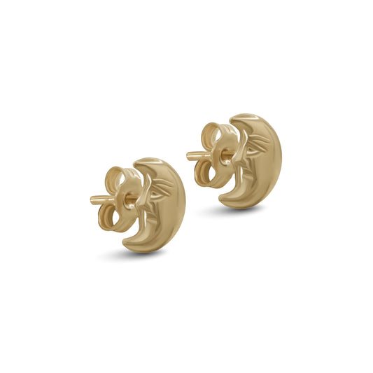 Crescent Moon Stud Earrings | 18k Yellow Gold