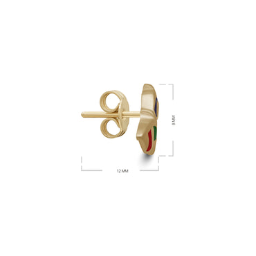 Bird Enamel Stud Earrings | 18k Yellow Gold