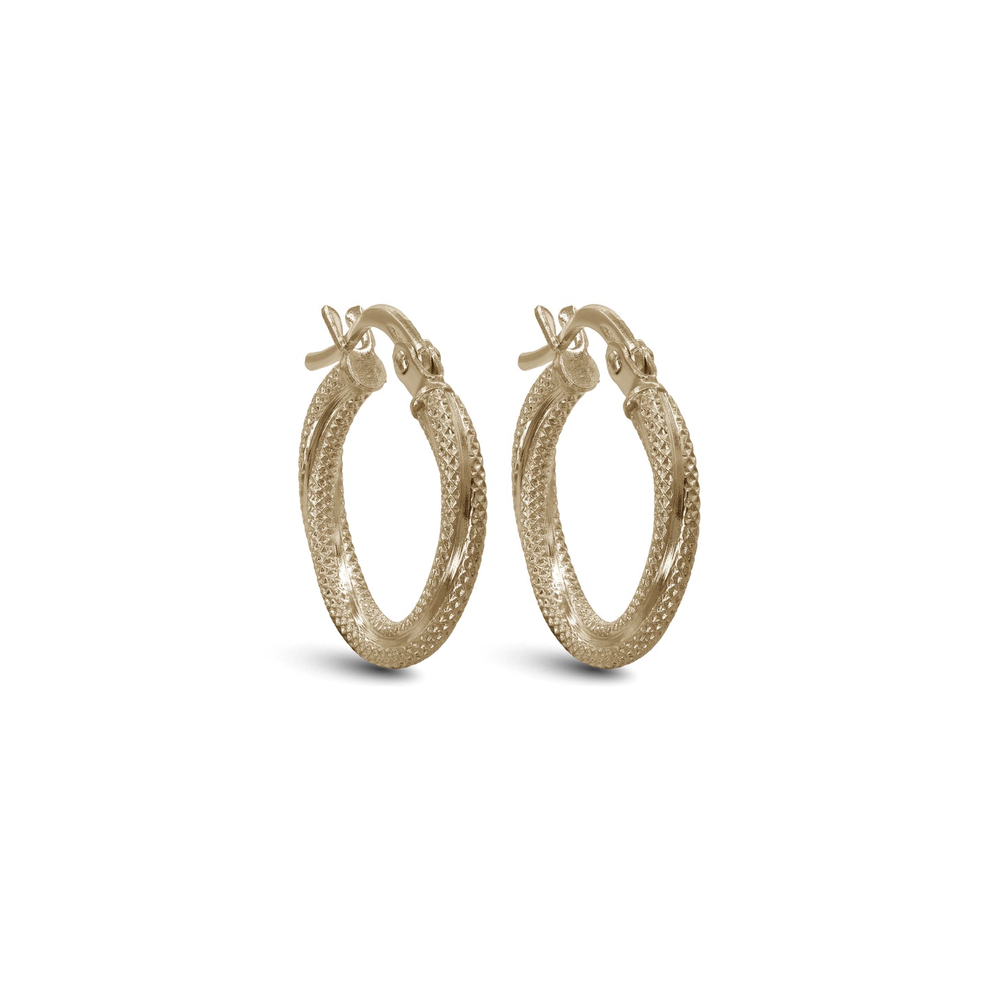 Twisted Diamond Cut Tube Earrings | 18k Yellow Gold