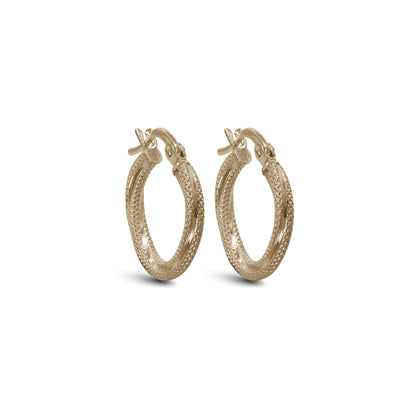 Twisted Diamond Cut Tube Earrings | 18k Yellow Gold