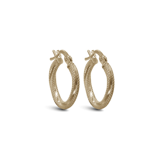 Twisted Diamond Cut Tube Earrings | 18k Yellow Gold