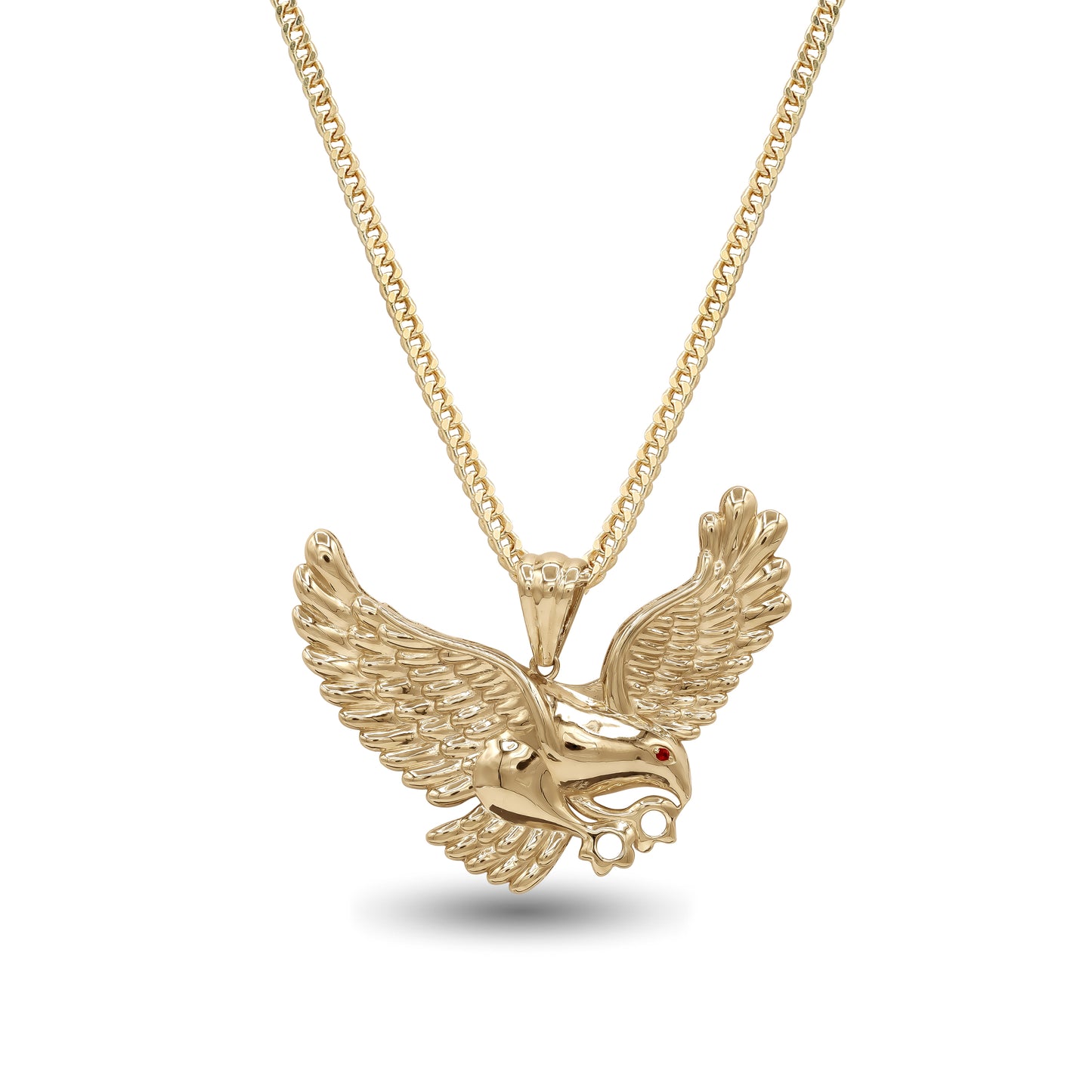 18k Gold Eagle Pendant Necklace | Majestic Spread Wings Design | Jamal Al Muhra