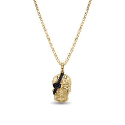 18k Gold Skull Pendant Necklace with Black Stones | Luxury Men’s Jewelry | Jamal Al Muhra