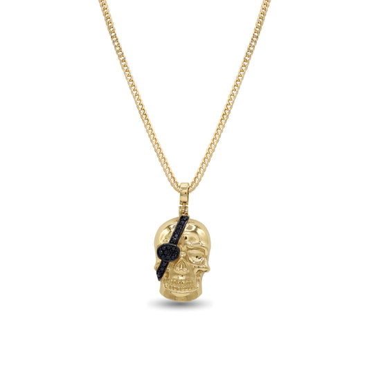 18k Gold Skull Pendant Necklace with Black Stones | Luxury Men’s Jewelry | Jamal Al Muhra