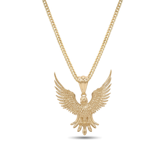 🦅 18k Gold Flying Eagle Pendant Necklace | Power & Freedom | Jamal Al Muhra