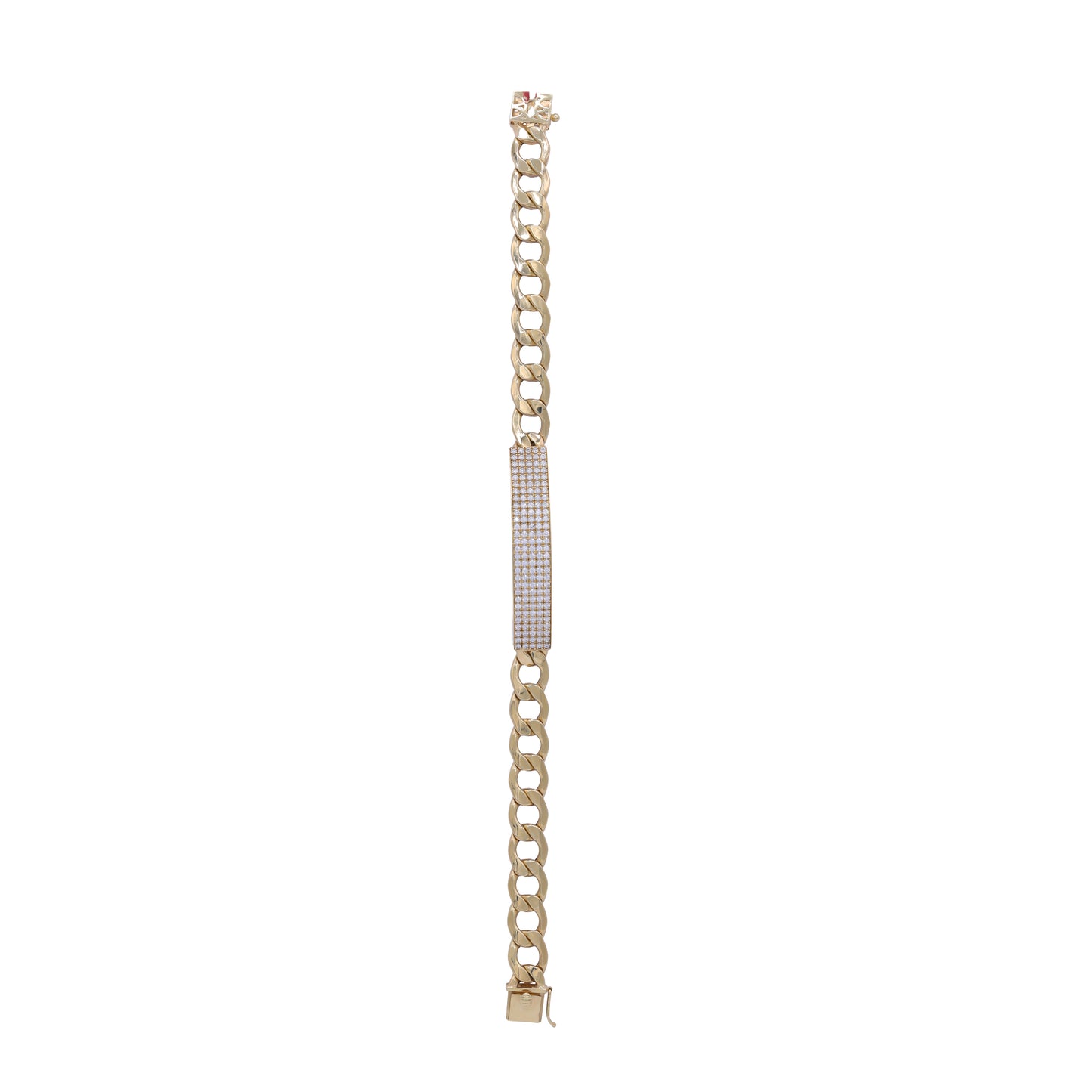 Cuban Link Pave Bar Bracelet – 18k Yellow Gold | Jamal Al Muhra