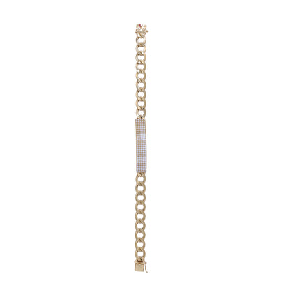 Cuban Link Pave Bar Bracelet – 18k Yellow Gold | Jamal Al Muhra