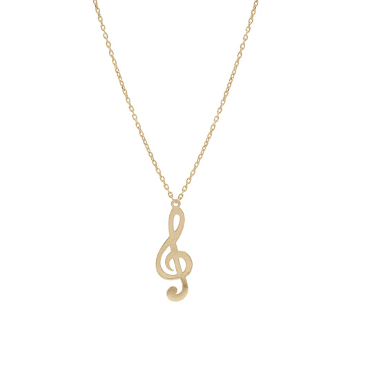 18k Gold Music Note Pendant Necklace | Treble Clef Design | Jamal Al Muhra