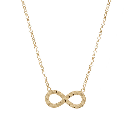 18k Gold Infinity Pendant Necklace | Textured Finish | Jamal Al Muhra