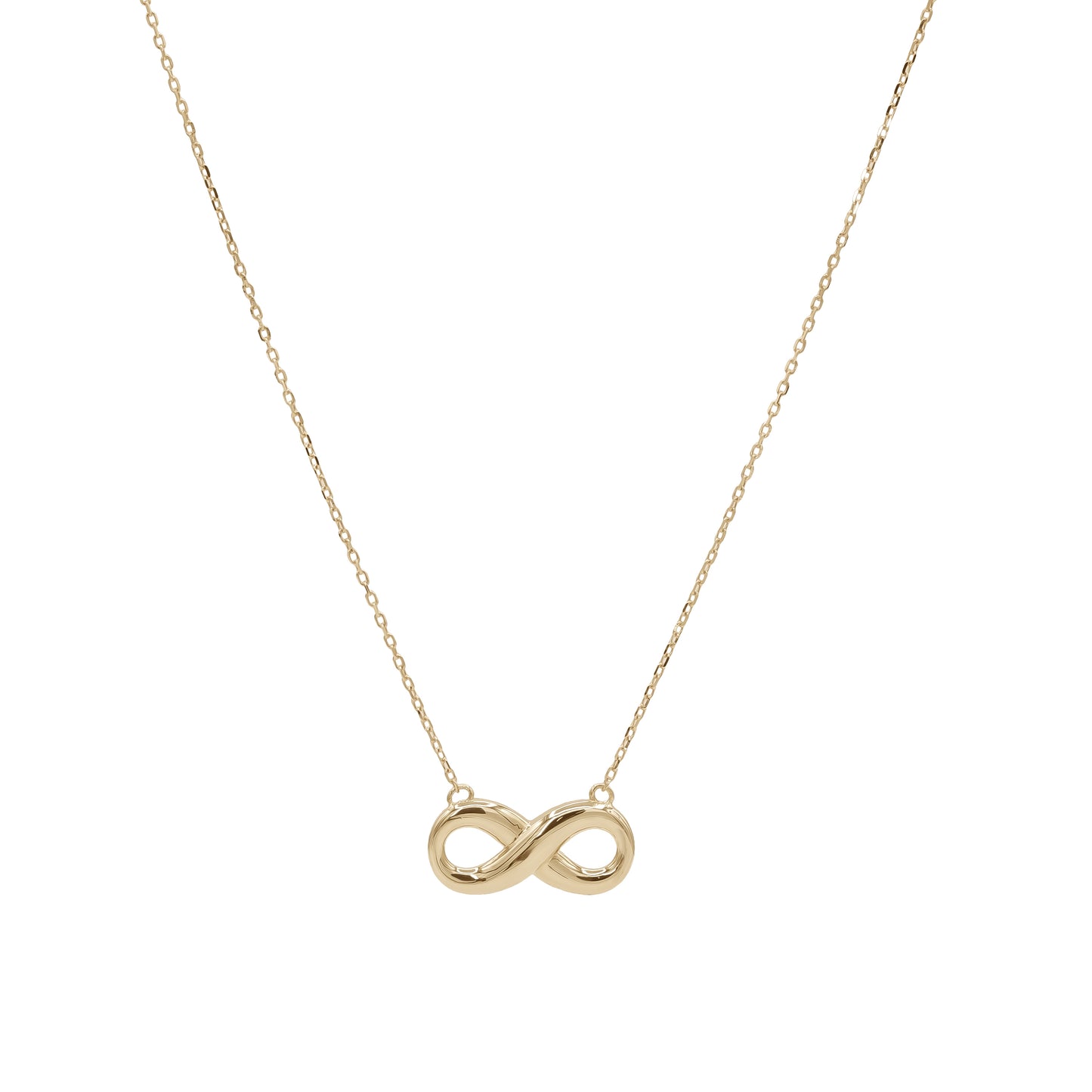 18k Gold Infinity Pendant Necklace | Smooth High-Polish Design | Jamal Al Muhra