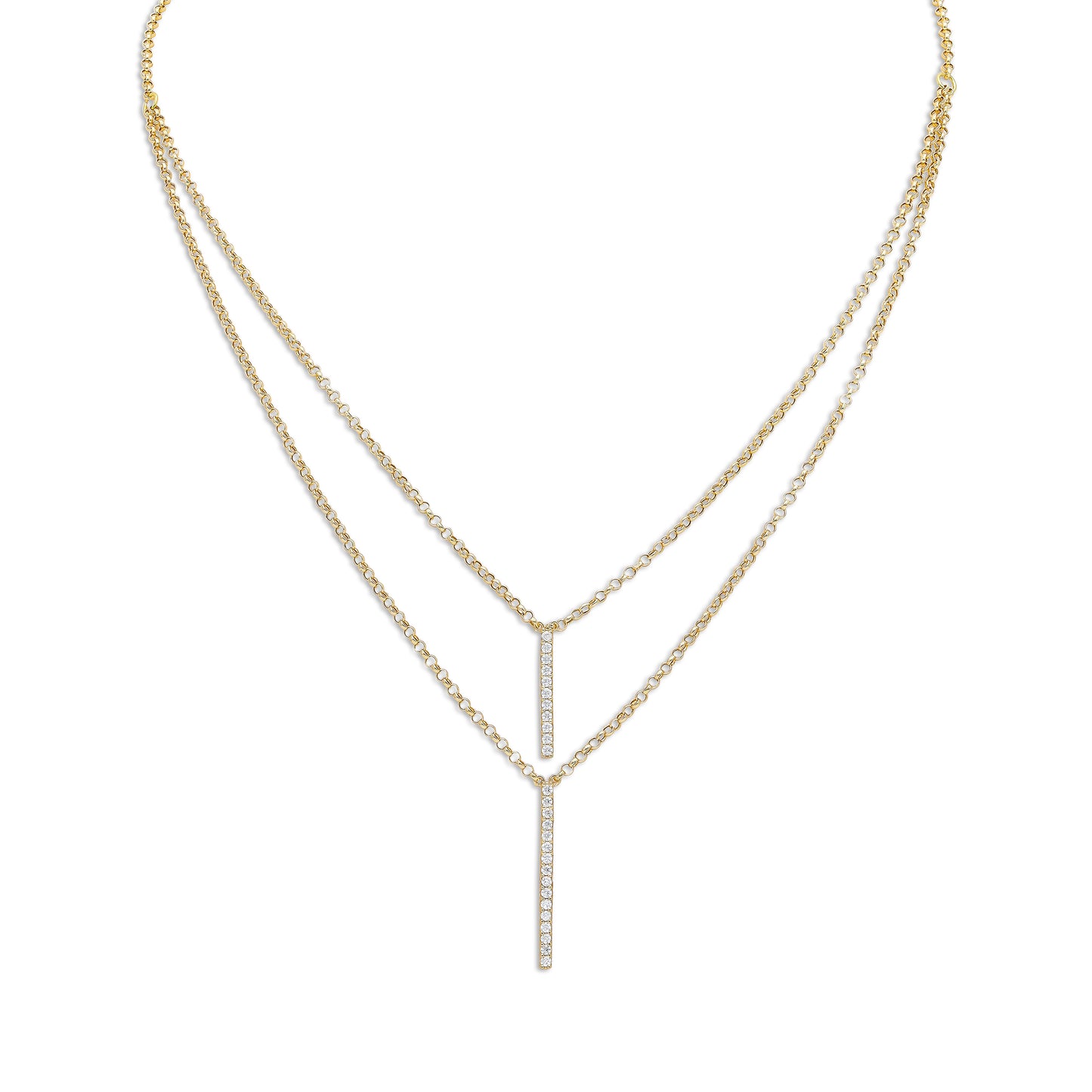 18k Gold Double-Bar Layered Necklace | Minimal Layered Chain | Jamal Al Muhra